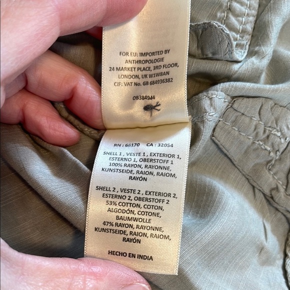 Holding Horses Anthropologie Button-Up Shirt Tunic Sage Green Neutral Small - Picture 8 of 11